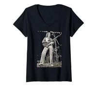 Mujer El Guitarrista de Traffic Rock Dave Mason en Vivo por Dick Barnatt Camiseta Cuello V