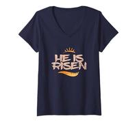 Mujer Él ha resucitado - Celebra el Amor de Camiseta Cuello V
