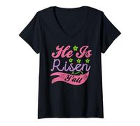 Mujer Él ha resucitado ustedes - Feliz día de Pascua Jesús Christian Camiseta Cuello V