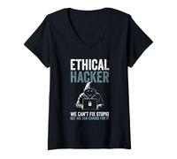 Mujer El Hacker ético no Puede Arreglar estúpido, Pero Puede Cargar Divertido audaz Camiseta Cuello V
