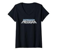 Mujer El Hechizo de Letras de depresión presioné inspira a Las víctimas Camiseta Cuello V