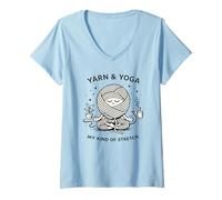 Mujer El Hilo y el Yoga Son mi Tipo de Punto elástico, pasatiempo, artesanía, Humor Camiseta Cuello V