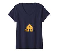 Mujer El hogar es Donde está la Escuela educación en casa Mamá Educación Camiseta Cuello V, Azul Marino, XL