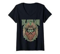 Mujer El Hombre Verde Hoja Barba Bosque Espíritu Celta Leyenda Camiseta Cuello V