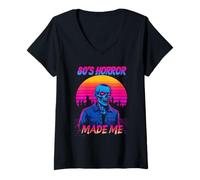 Mujer El Horror de los años 80 me Hizo Zombie Retro Vintage Camiseta Cuello V