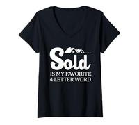 Mujer El Humor inmobiliario Vendido es mi Palabra Favorita de 4 Letras Camiseta Cuello V