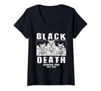 Mujer El Humor Negro Se Encuentra con La Historia Medieval: Black Camiseta Cuello V