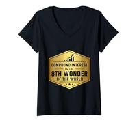 Mujer El interés Compuesto es la octava Maravilla de Las finanzas mundiales Camiseta Cuello V
