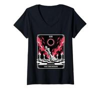 Mujer El jaque mate XIII Tarot Gótico Jugador de Ajedrez Camiseta Cuello V