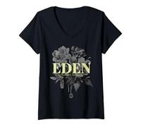 Mujer El Jardín del Edén, Colección Jardín Bíblico, Floral Camiseta Cuello V
