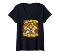 Mujer El Jiu-Jitsu Brasileño Lion Es Mi Superpoder En La Lucha Camiseta Cuello V