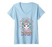 Mujer El K-Pop no te escucho, Estoy Escuchando KPOP Kawaii Camiseta Cuello V