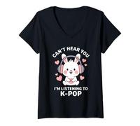 Mujer El K-Pop no te escucho, Estoy Escuchando KPOP Kawaii Camiseta Cuello V