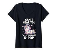 Mujer El K-Pop no te escucho, Estoy Escuchando KPOP Kawaii Camiseta Cuello V