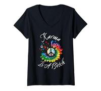 Mujer El Karma es una Perra Girasol Paz Camiseta Cuello V