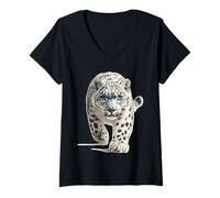 Mujer El Leopardo de Las Nieves mira fijamente al Leopardo de Las Nieves acecha al Feroz Leopardo de Las Nieves Camiseta Cuello V