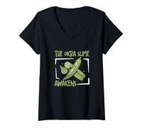 Mujer El limo de okra despierta la okra vegetal, un amante de la okra orgánica Camiseta Cuello V