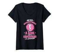 Mujer El longboard nunca subestima la velocidad y la gracia de una chica Camiseta Cuello V