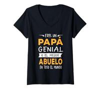 Mujer El Mejor Abuelo del Mundo Papa & Abuelos Dia del Padres Camiseta Cuello V
