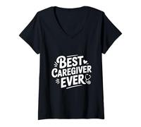 Mujer El Mejor Cuidador para Enfermeras y héroes de la atención médica Camiseta Cuello V