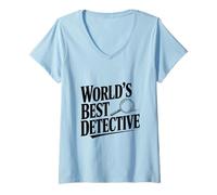 Mujer El Mejor Detective del Mundo para los Amantes de la resolución de crímenes Camiseta Cuello V