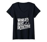 Mujer El Mejor Detective del Mundo para los Amantes de la resolución de crímenes Camiseta Cuello V