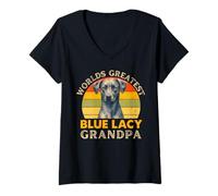 Mujer El mejor dueño de perro retro de Blue Lacy Grandpa del mundo Camiseta Cuello V