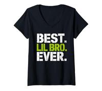 Mujer el mejor hermano pequeño de todos los tiempos Camiseta Cuello V