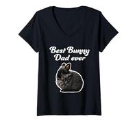 Mujer El mejor padre conejito de todos los tiempos: Jersey Wooly Rabbit Camiseta Cuello V