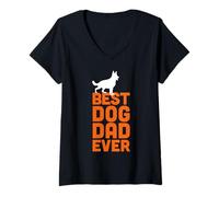 Mujer El mejor padre de perros de todos los tiempos: genial perro pastor alemán Camiseta Cuello V