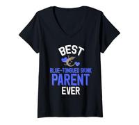 Mujer El Mejor Padre de Skink de Lengua Azul Camiseta Cuello V