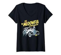 Mujer El Meoowfia ataca de Nuevo a Retro Funny Cat Mafia Camiseta Cuello V