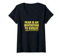 Mujer El Miedo es una invitación a evolucionar Cita Motivacional Camiseta Cuello V