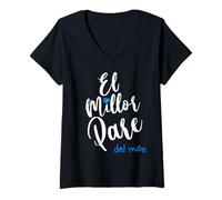 Mujer El millor Pare del Mon Regal samarreta Papa catala catalana Camiseta Cuello V