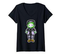 Mujer El Monstruo de Frankenstein del bebé Kewpie Camiseta Cuello V
