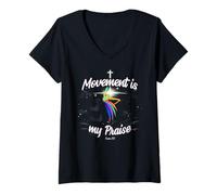 Mujer El Movimiento es mi alabanza Bailando Adoración Cristiana Bailarina Camiseta Cuello V