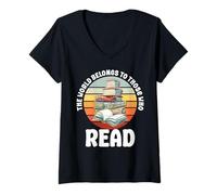 Mujer El Mundo Pertenece a Aquellos Que leen Libros Retro Bookworm Camiseta Cuello V