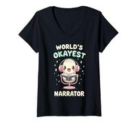 Mujer El narrador más bueno del mundo Narrador divertido Kawaii Camiseta Cuello V