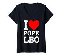 Mujer El Nuevo Papa León XIV Amo al Papa León (Corazón) Papa León Camiseta Cuello V