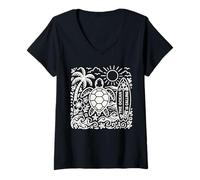 Mujer El océano está llamando ama tortuga marina verano playa Boho Surf Camiseta Cuello V