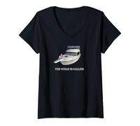 Mujer El océano Llama a un Barco Life Boater Lifestyle Camiseta Cuello V