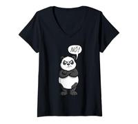 Mujer El Oso Panda Dice nö Significa Que no Dicho contra Todo Anti-Meinung Camiseta Cuello V