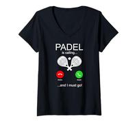 Mujer El pádel está Llamando y Debo IR a Jugar al pádel Amante del Tenis Camiseta Cuello V