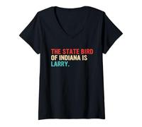Mujer El pájaro estatal de Indiana es Larry Vintage Apparel Camiseta Cuello V