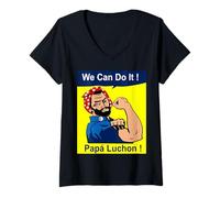 Mujer El Papa Mas Chingon | Papa Luchon Mexican Dad Father's Day Camiseta Cuello V