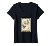 Mujer El Peluquero Tarot Card Salon Espeluznante Estilista gótico Camiseta Cuello V