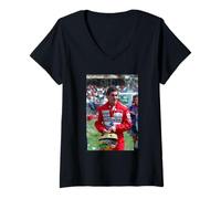 Mujer El piloto de Carreras Ayrton Senna en el GP de Gran Bretaña Silverstone 1989 Camiseta Cuello V