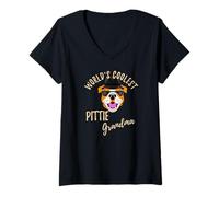 Mujer El Pittie Grandma Pitbull Grandma más Guay del Mundo Vintage Camiseta Cuello V