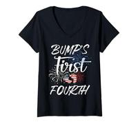 Mujer El Primer 4 de Julio de Bump Embarazo Independencia Patriótica Camiseta Cuello V
