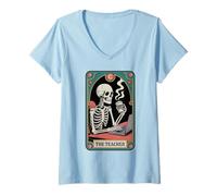 Mujer El Profesor Tarot Card Profesor de matemáticas Inglés Divertido Profesor Camiseta Cuello V